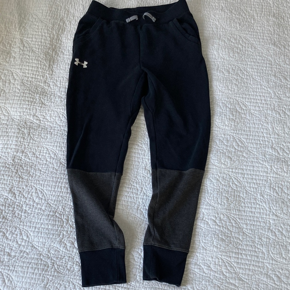 Under Armour Kids' Black and Gray Jogger Sweatpants, Youth Large